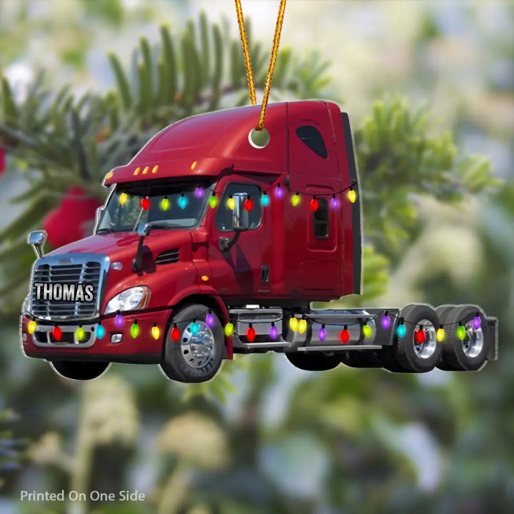 Personalized Mica Ornament - Gift For Trucker - Truck Ornament Christmas Light ARND037 V1