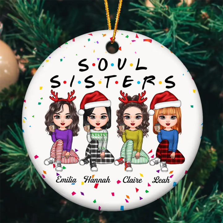 Personalized Ceramic Ornament - Gift For Friend - Soul Sisters ARND037