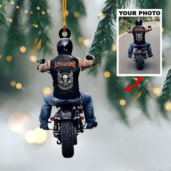 Personalized Photo Mica Ornament - Gift For Biking Lover - Motorcyclist ARND0014