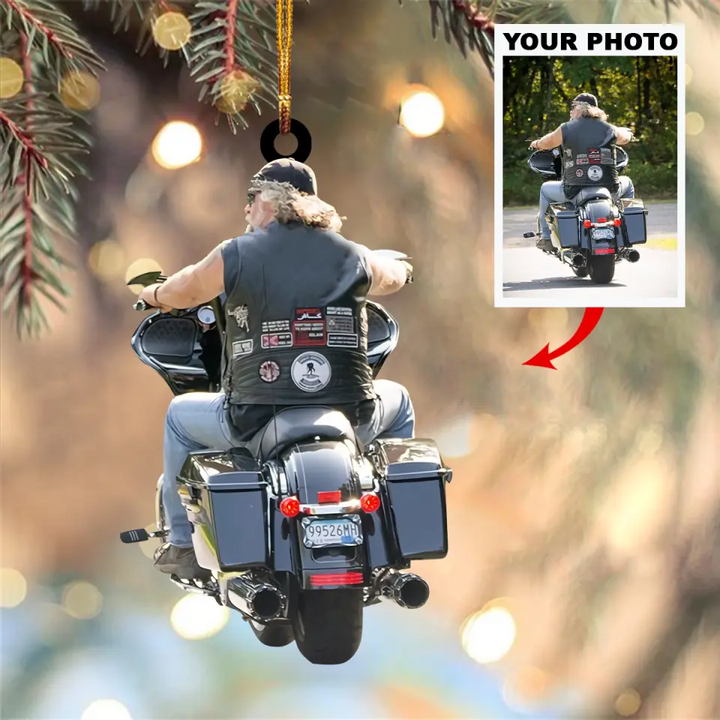 Personalized Photo Mica Ornament - Gift For Biking Lover - Motorcyclist ARND0014