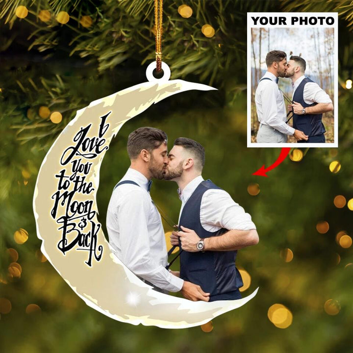 Personalized Photo Mica Ornament - Gift For Couple - I Love You To The Moon And Back ARND0014 AGCPD002