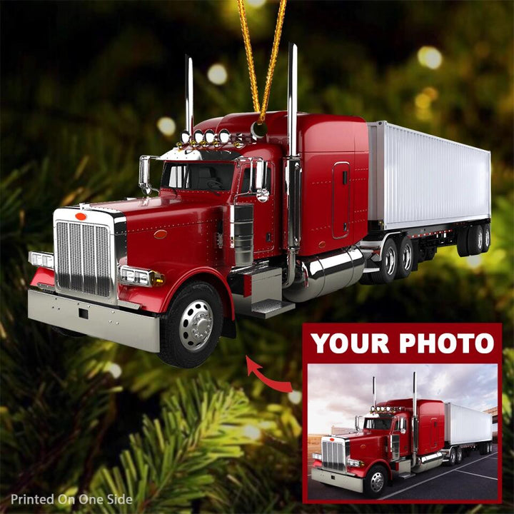 Personalized Photo Mica Ornament - Gift For Trucker - Custom Image Truck Ornament ARND037