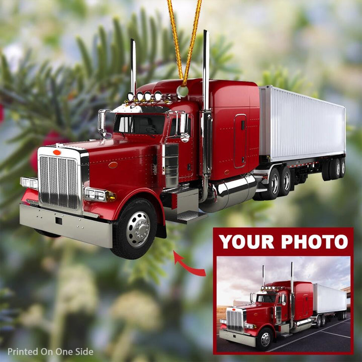 Personalized Photo Mica Ornament - Gift For Trucker - Custom Image Truck Ornament ARND037