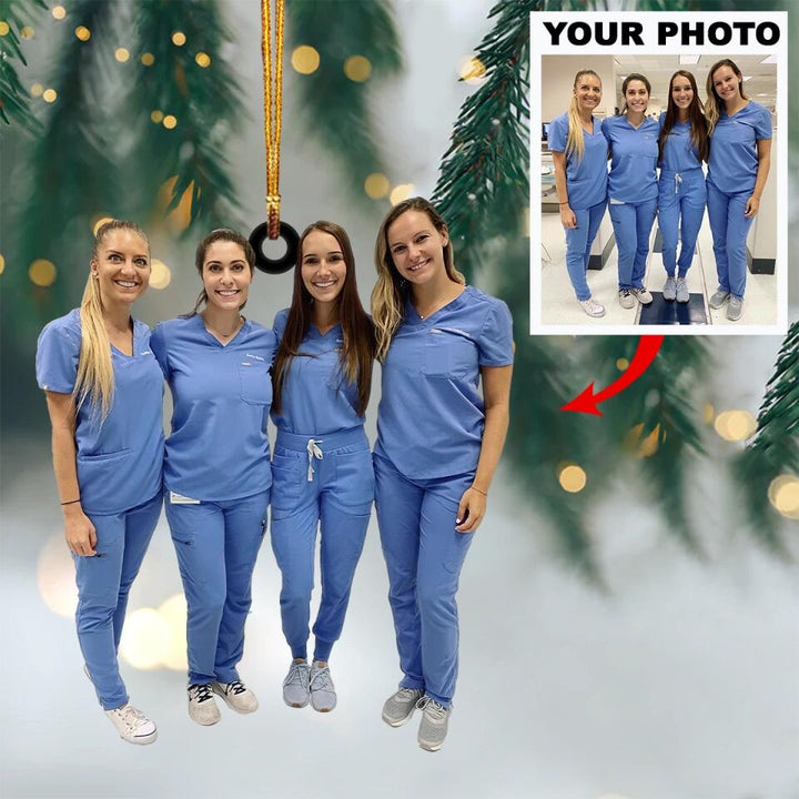 Personalized Photo Mica Ornament - Gift For Nurse - Nurse Besties ARND005