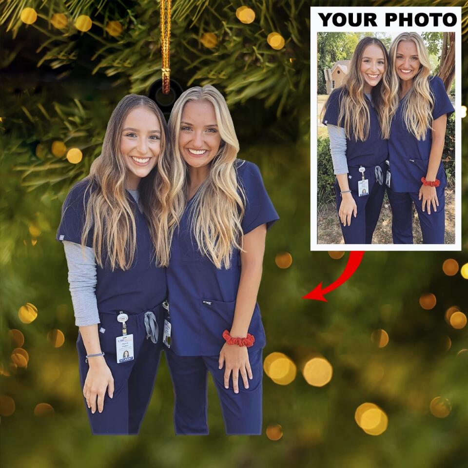 Personalized Photo Mica Ornament - Gift For Nurse - Nurse Besties ARND005