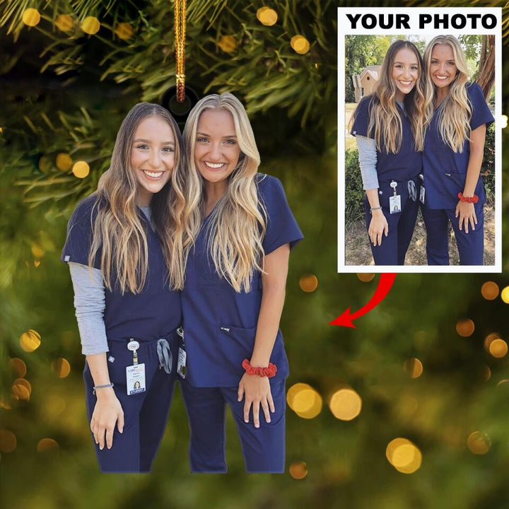 Personalized Photo Mica Ornament - Gift For Nurse - Nurse Besties ARND005