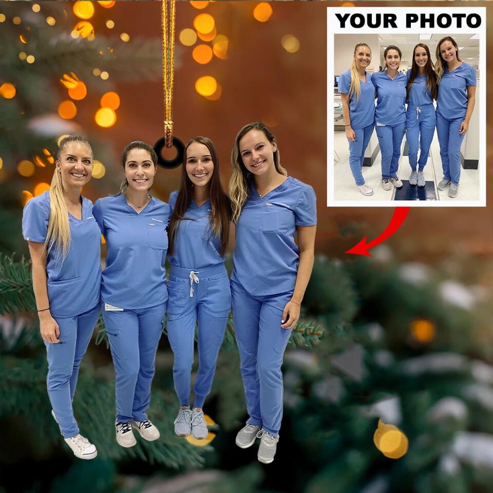 Personalized Photo Mica Ornament - Gift For Nurse - Nurse Besties ARND005