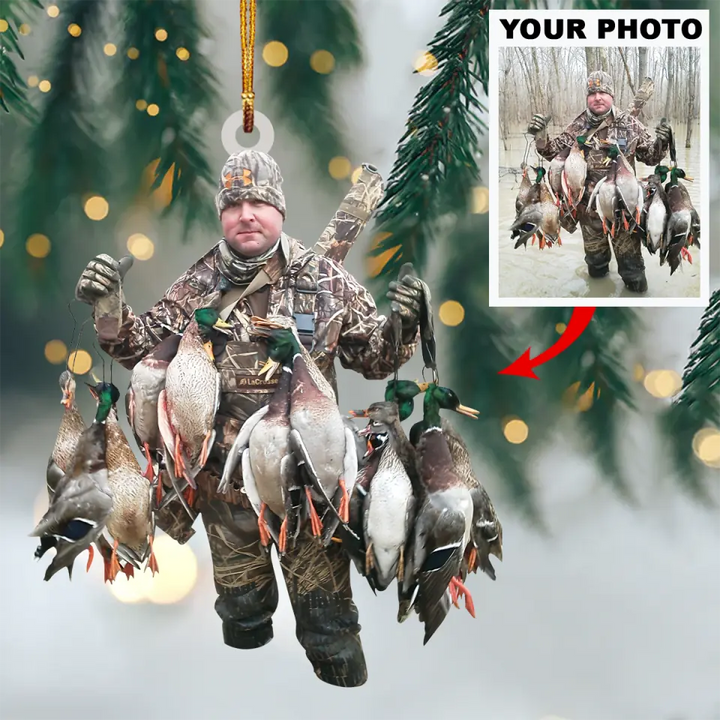 Personalized Photo Mica Ornament - Gift For Hunting Lover - Custom Hunting Duck Photo ARND037