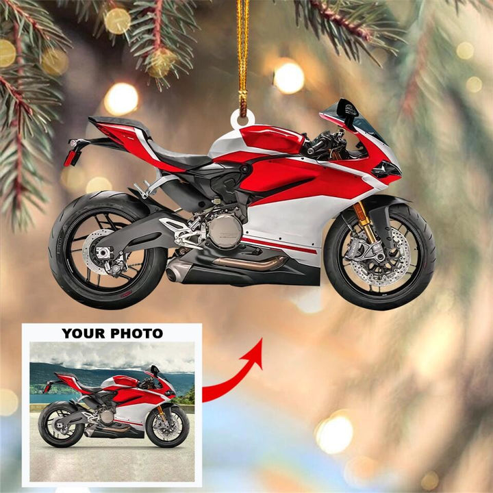 Personalized Photo Mica Ornament - Gift For Riding Lover - Custom Photo Motorcycle ARND037