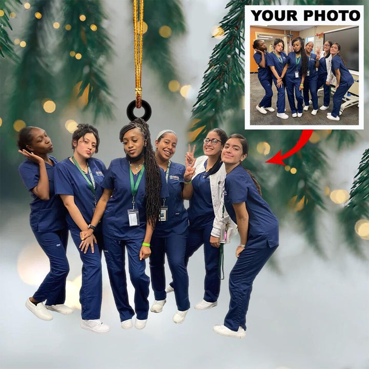 Personalized Photo Mica Ornament - Gift For Nurse - Nurse Besties ARND005