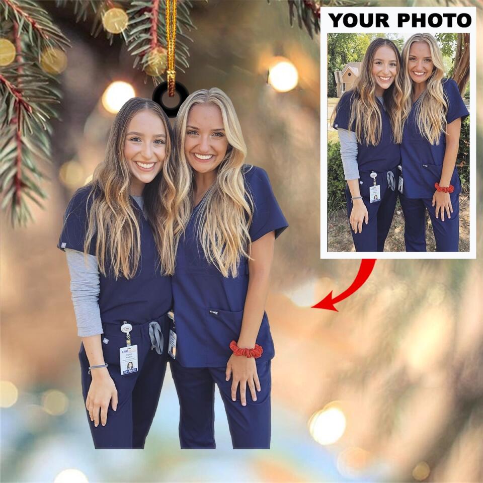 Personalized Photo Mica Ornament - Gift For Nurse - Nurse Besties ARND005
