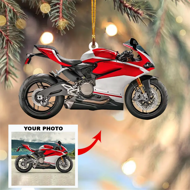 Personalized Photo Mica Ornament - Gift For Riding Lover - Custom Photo Motorcycle ARND037