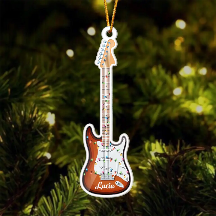 Personalized Mica Ornament - Gift For Guitarist - Guitar Christmas ARND037