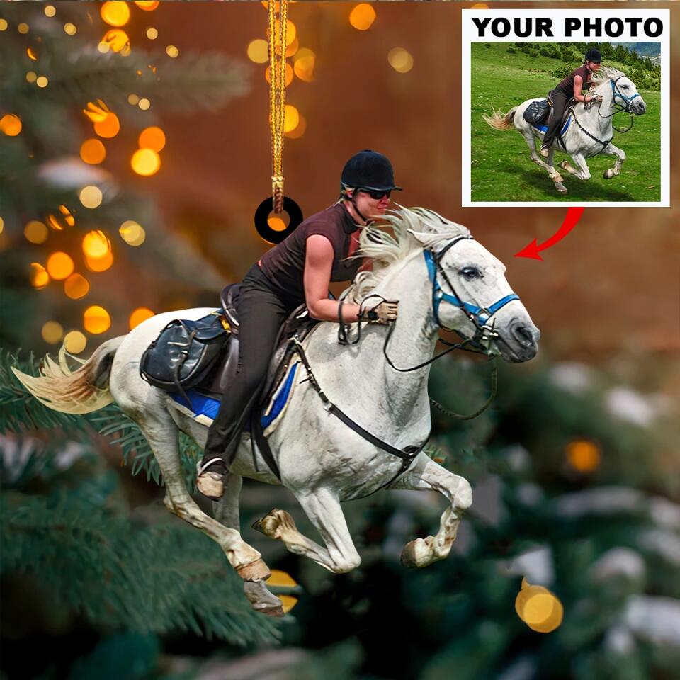 Personalized Photo Mica Ornament - Gift For Horse Lover - Horse Girl ARND018