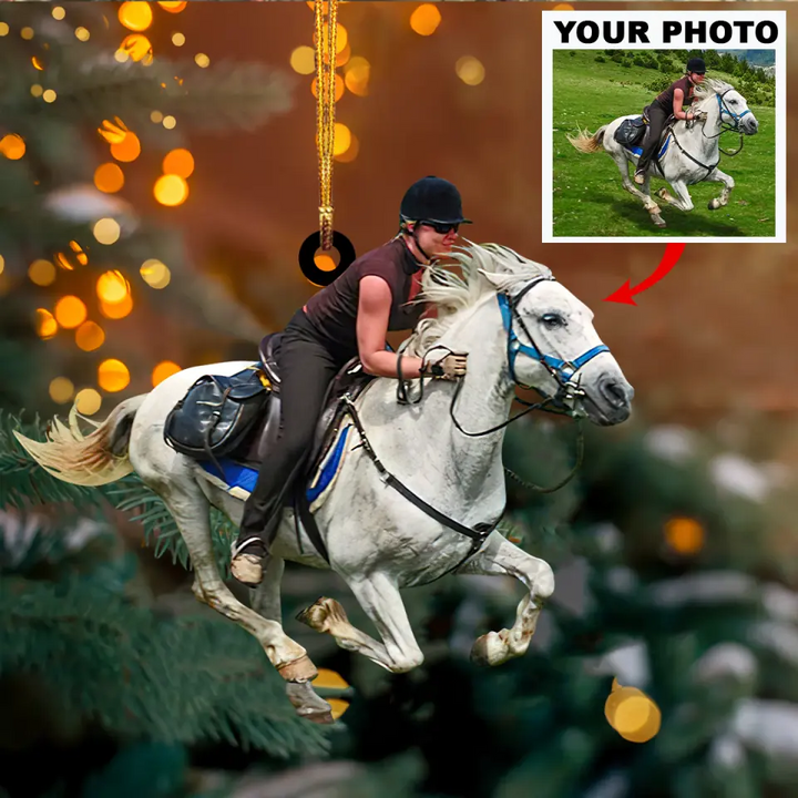 Personalized Photo Mica Ornament - Gift For Horse Lover - Horse Girl ARND018