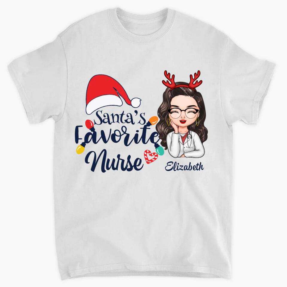 Personalized T-shirt - Gift For Nurse - Santa's Favorite Nurse