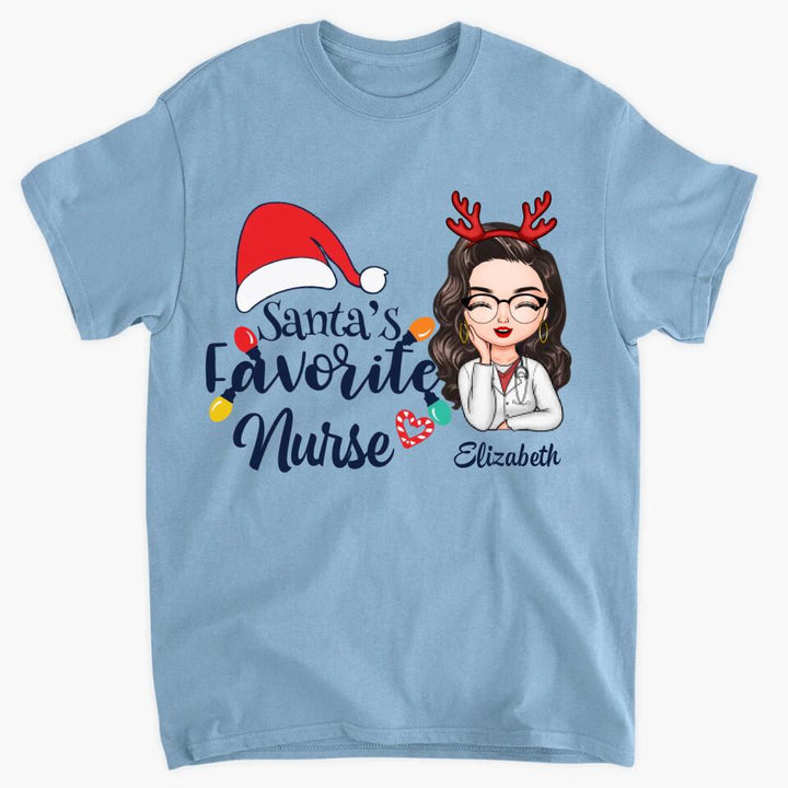 Personalized T-shirt - Gift For Nurse - Santa's Favorite Nurse