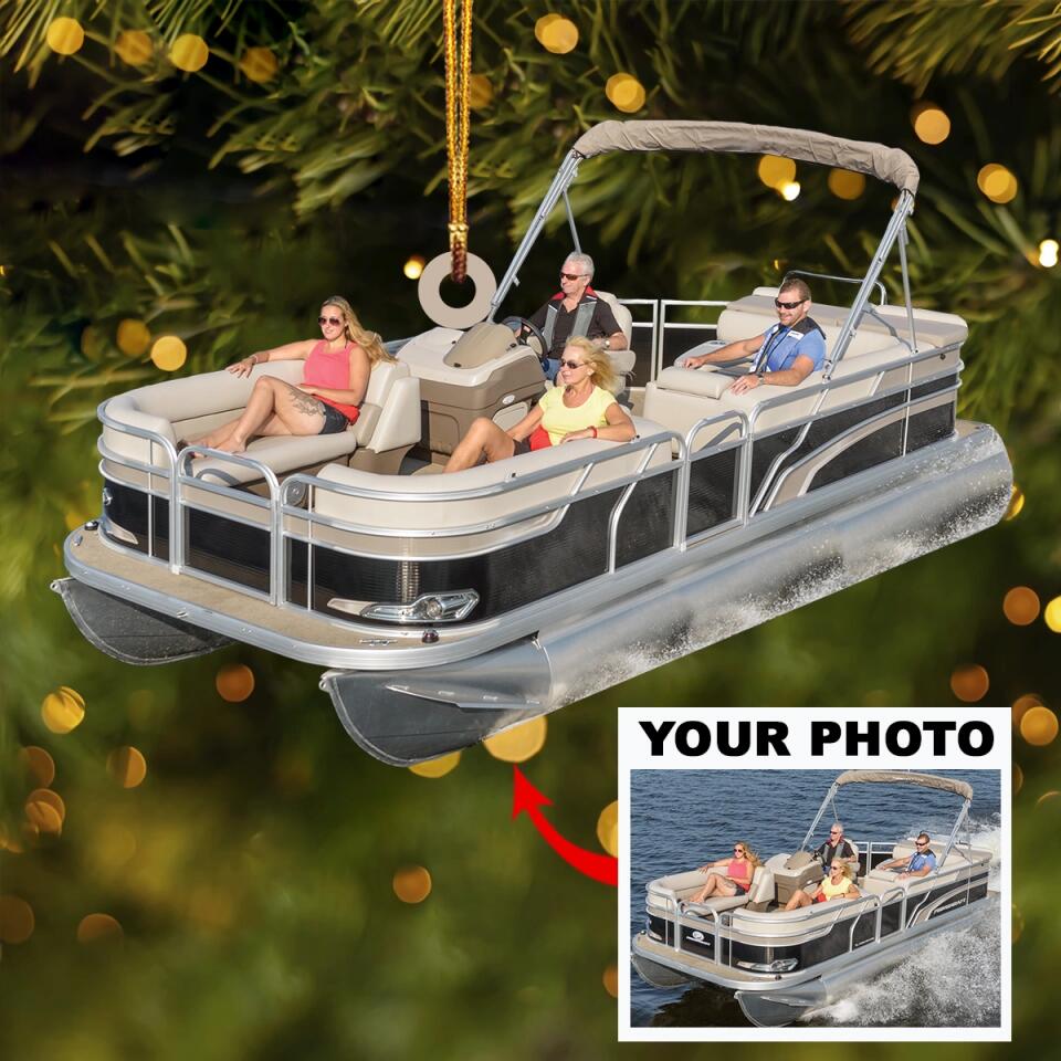 Personalized Photo Mica Ornament - Gift For Pontoon Lover - Pontoon Gang ARND018