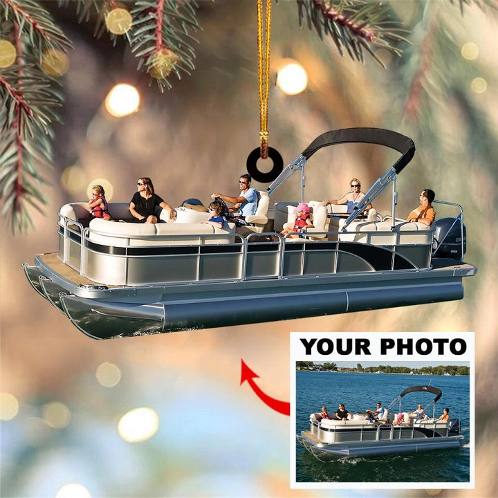 Personalized Photo Mica Ornament - Gift For Pontoon Lover - Pontoon Gang ARND018