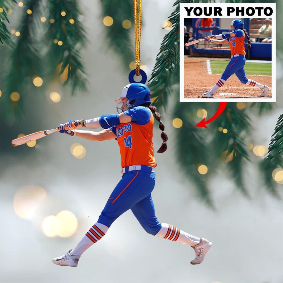 Personalized Photo Mica Ornament - Gift For Sport Lover - Baseball Softball ARND0014