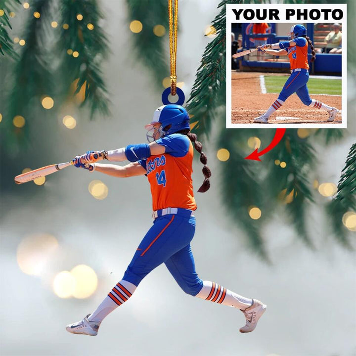 Personalized Photo Mica Ornament - Gift For Sport Lover - Baseball Softball ARND0014