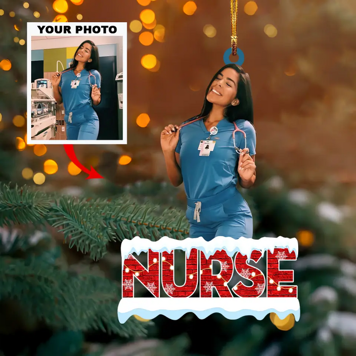 Personalized Photo Mica Ornament - Gift For Nurse - Love My Job ARND005 AGCHD007