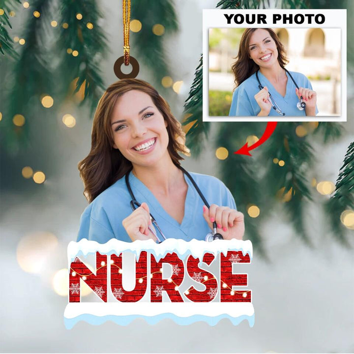 Personalized Photo Mica Ornament - Gift For Nurse - Nursing Is A Work Of Heart ARND018 AGCKH006