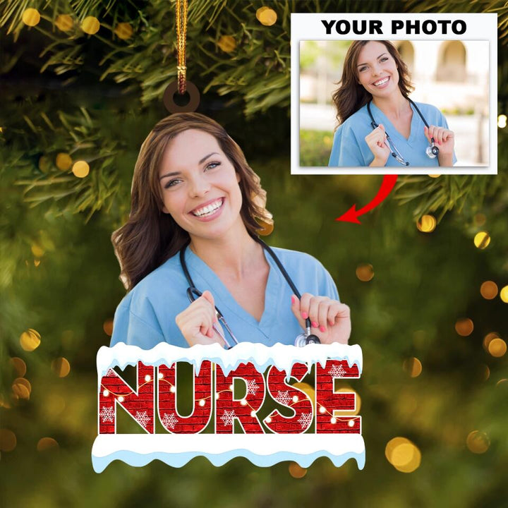 Personalized Photo Mica Ornament - Gift For Nurse - Nursing Is A Work Of Heart ARND018 AGCKH006