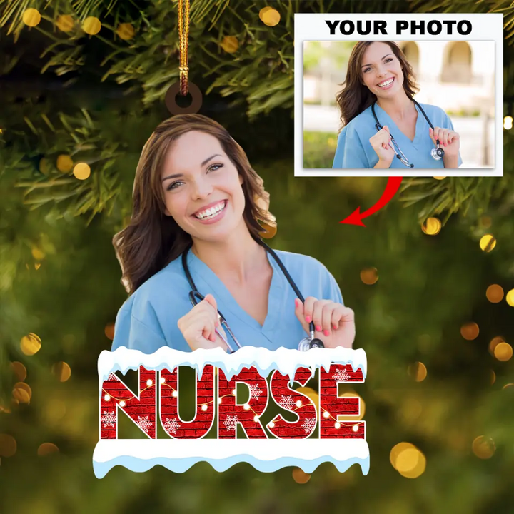 Personalized Photo Mica Ornament - Gift For Nurse - Nursing Is A Work Of Heart ARND018 AGCKH006