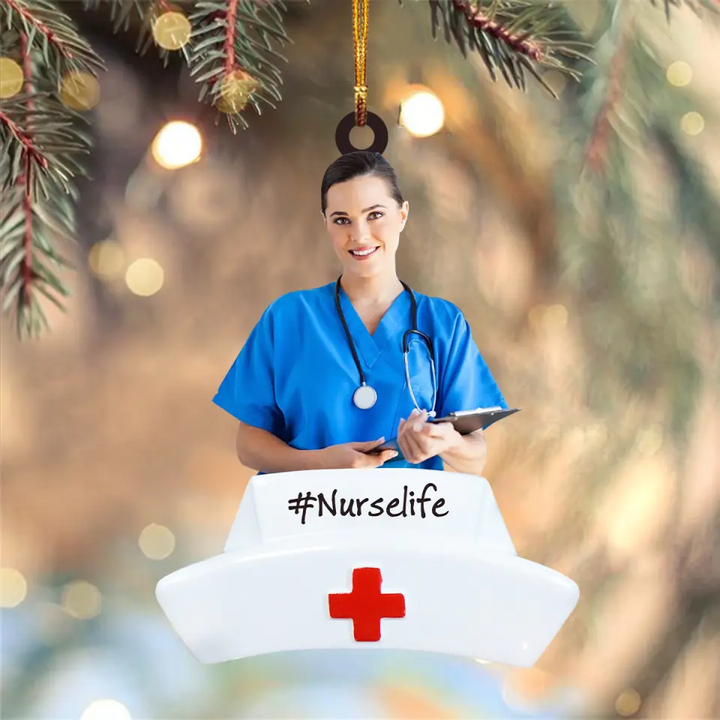 Personalized Photo Mica Ornament - Gift For Nurse - Best Nurse Ever ARND0014 AGCPD005
