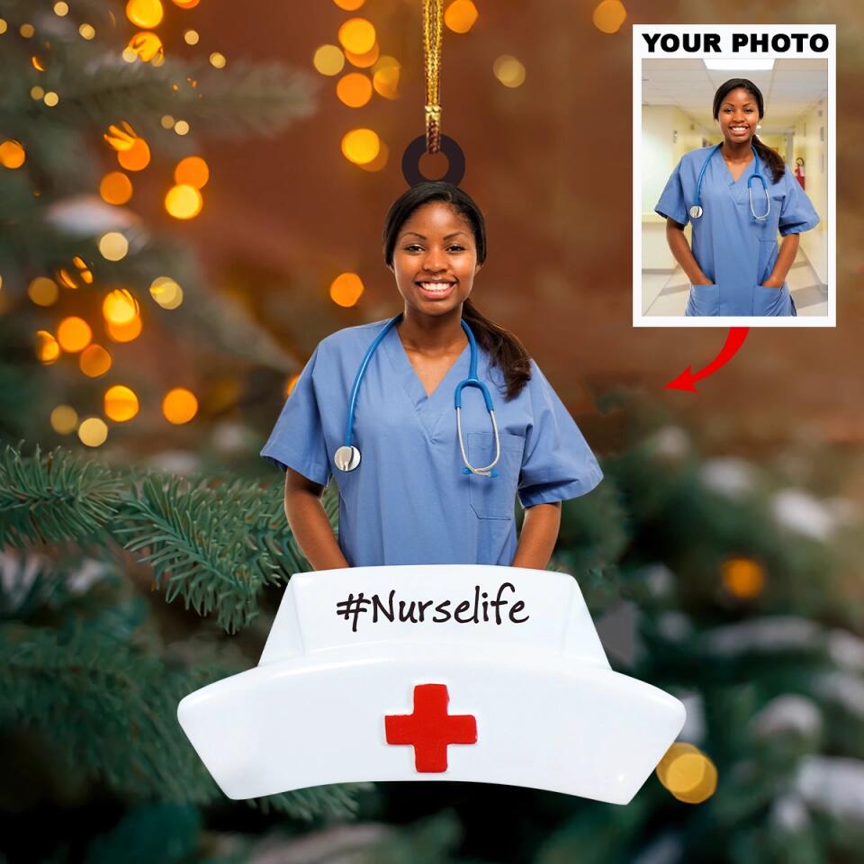 Personalized Photo Mica Ornament - Gift For Nurse - Best Nurse Ever ARND0014 AGCPD005