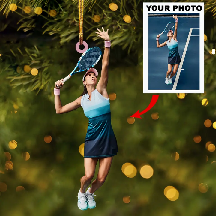 Personalized Photo Mica Ornament - Gift For Tennis Lover - Tennis Player ARND005