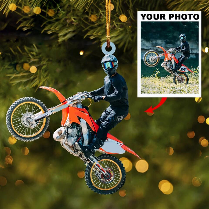 Personalized Photo Mica Ornament - Gift For Motocross Lover - Motocross Life ARND018