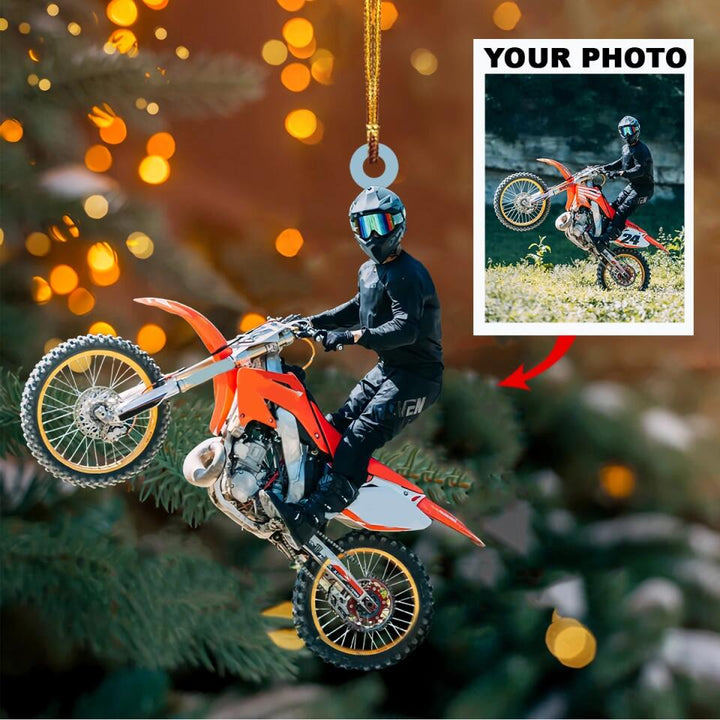 Personalized Photo Mica Ornament - Gift For Motocross Lover - Motocross Life ARND018