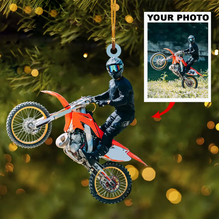 Personalized Photo Mica Ornament - Gift For Motocross Lover - Motocross Life ARND018