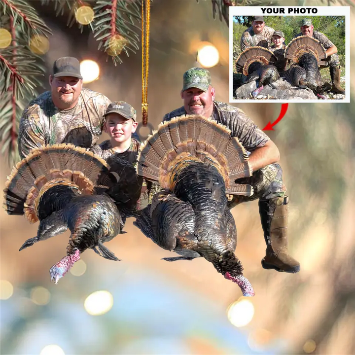 Personalized Photo Mica Ornament - Gift For Hunter - Wildlife Hunting Turkey Hunting ARND0014