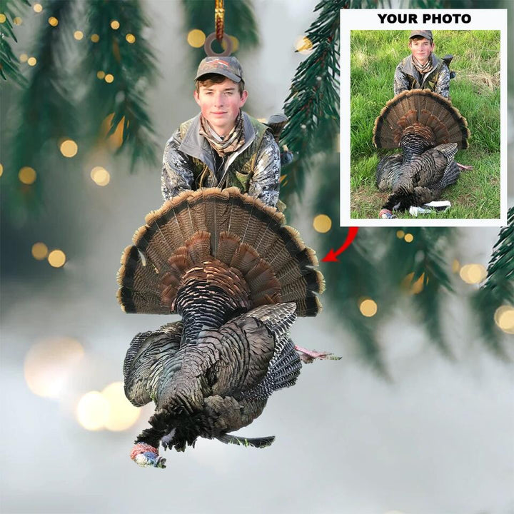 Personalized Photo Mica Ornament - Gift For Hunter - Wildlife Hunting Turkey Hunting ARND0014
