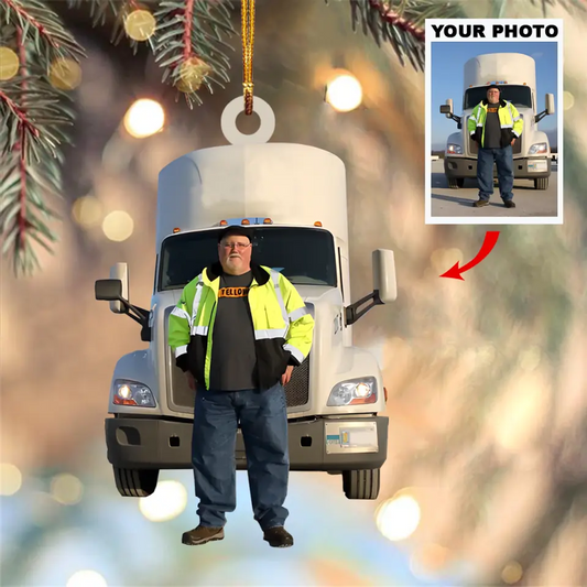 Personalized Photo Mica Ornament - Gift For Trucker - I Love Being A Trucker ARND037