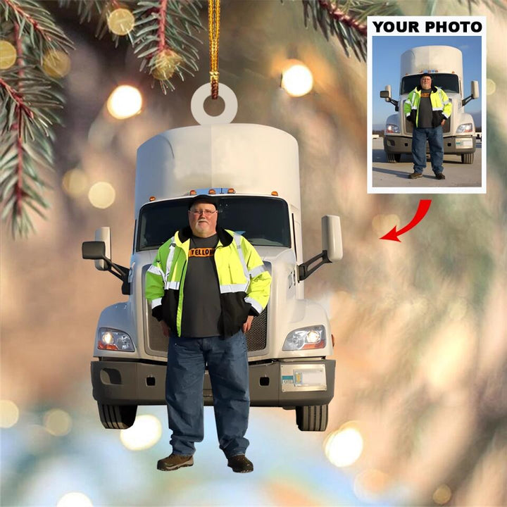 Personalized Photo Mica Ornament - Gift For Trucker - I Love Being A Trucker ARND037