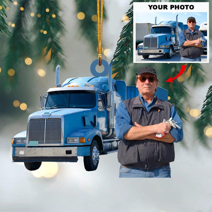 Personalized Photo Mica Ornament - Gift For Trucker - I Love Being A Trucker ARND037