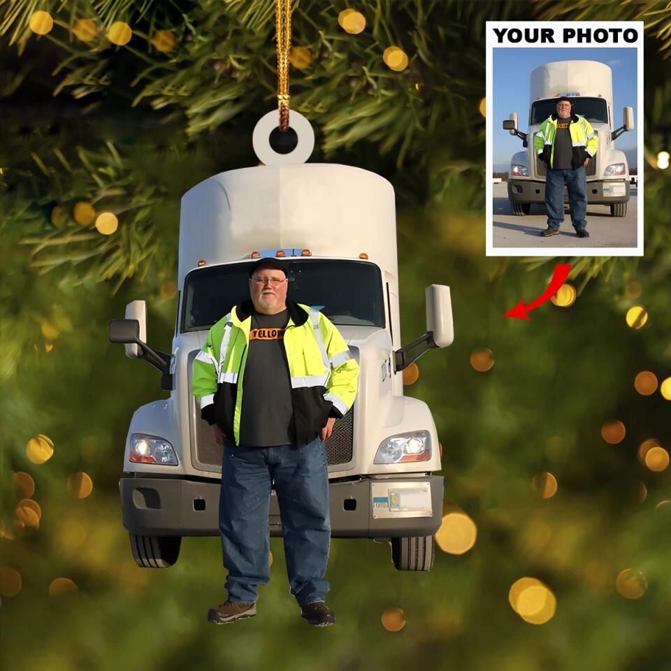 Personalized Photo Mica Ornament - Gift For Trucker - I Love Being A Trucker ARND037