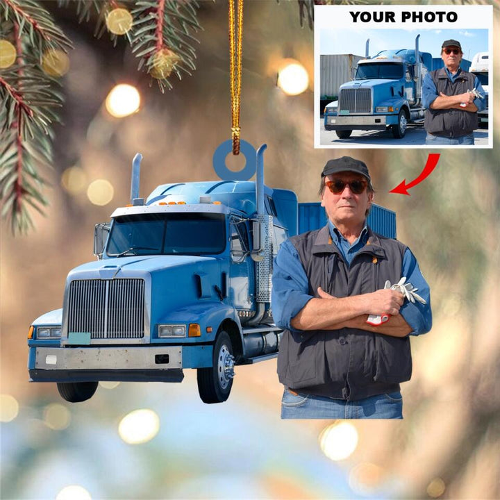 Personalized Photo Mica Ornament - Gift For Trucker - I Love Being A Trucker ARND037