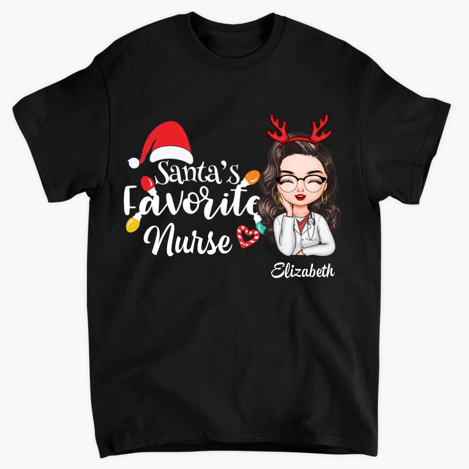 Personalized T-shirt - Gift For Nurse - Santa's Favorite Nurse ARND018