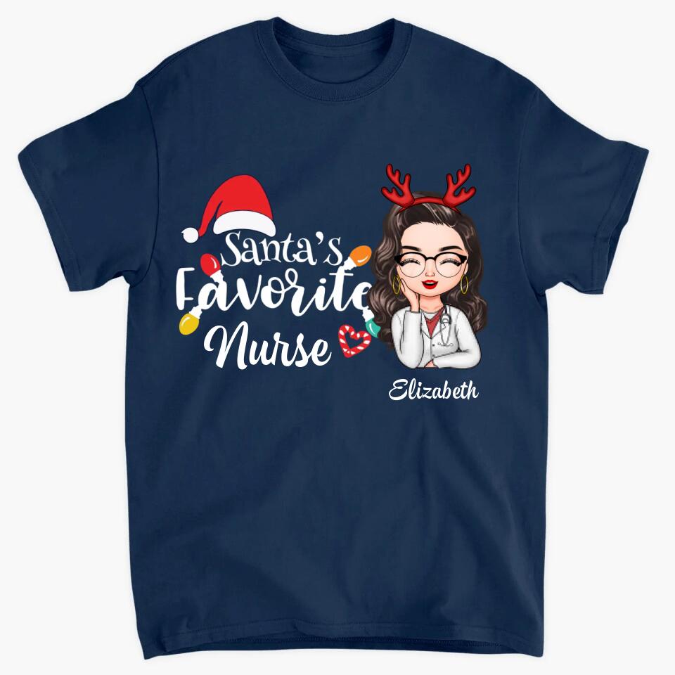 Personalized T-shirt - Gift For Nurse - Santa's Favorite Nurse ARND018