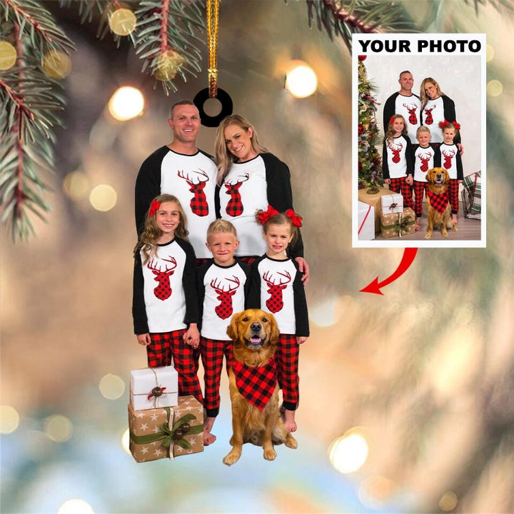 Personalized Photo Mica Ornament - Gift For Family Member - Merry Christmas Our Family ARND005