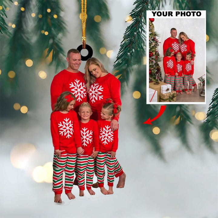 Personalized Photo Mica Ornament - Gift For Family Member - Merry Christmas Our Family ARND005