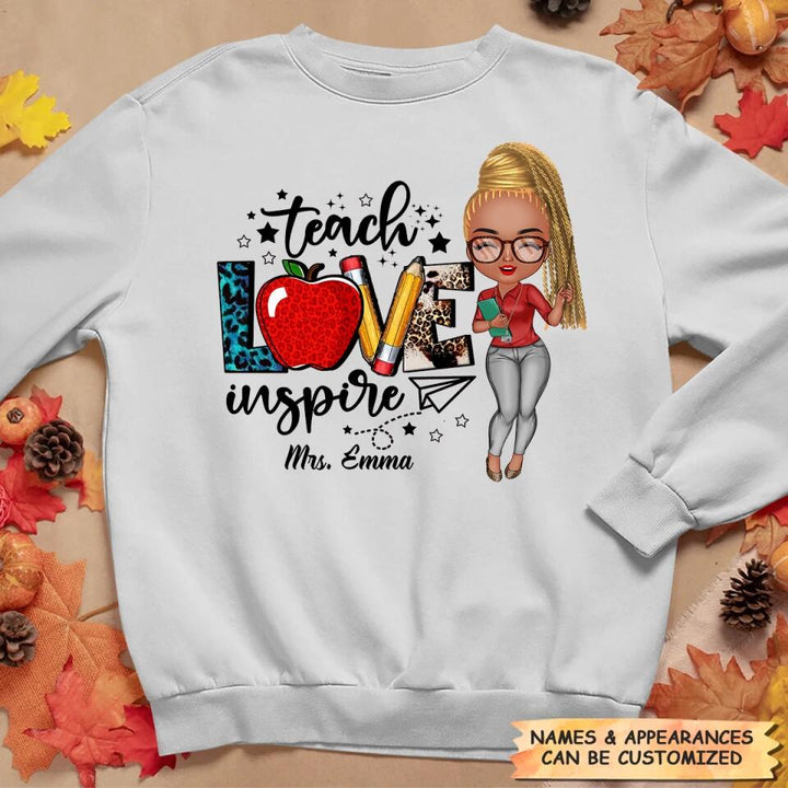Personalized T-shirt - Gift For Teacher - Teach Love Inspire ARND005