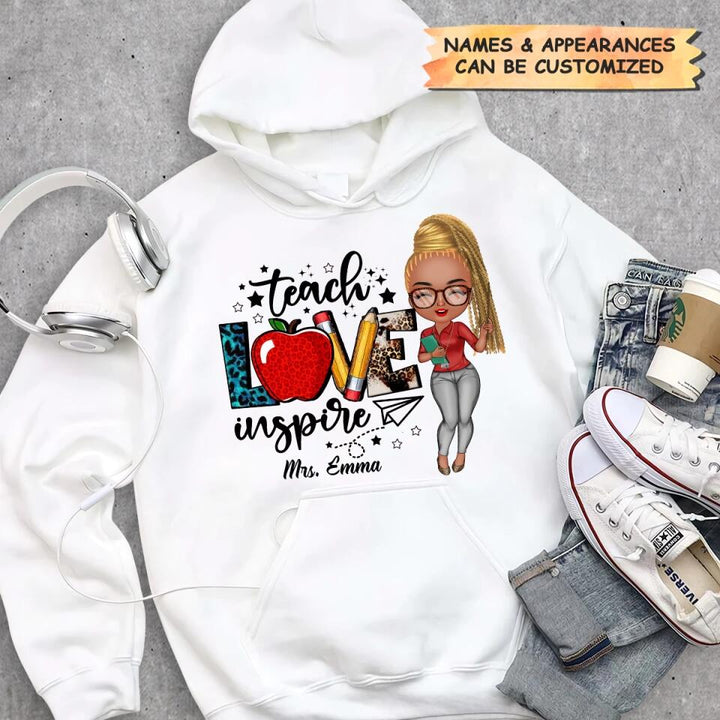 Personalized T-shirt - Gift For Teacher - Teach Love Inspire ARND005