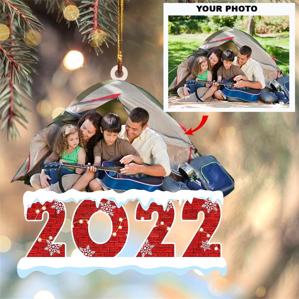 Personalized Photo Mica Ornament - Gift For Camping Lover - Happy Campers ARND0014 AGCPD010