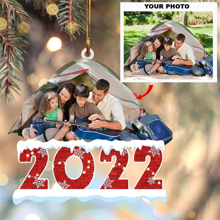 Personalized Photo Mica Ornament - Gift For Camping Lover - Happy Campers ARND0014 AGCPD010